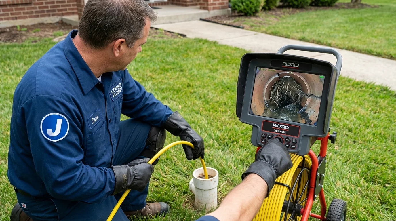 Sewer camera inspection being performed by Johns Plumbing LLC in Weber City