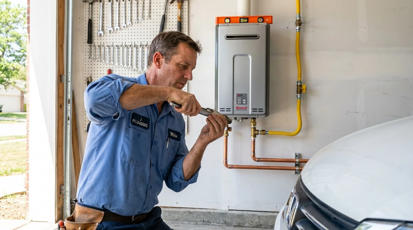 Tankless water heater installation by a Johns Plumbing LLC plumber in Weber City